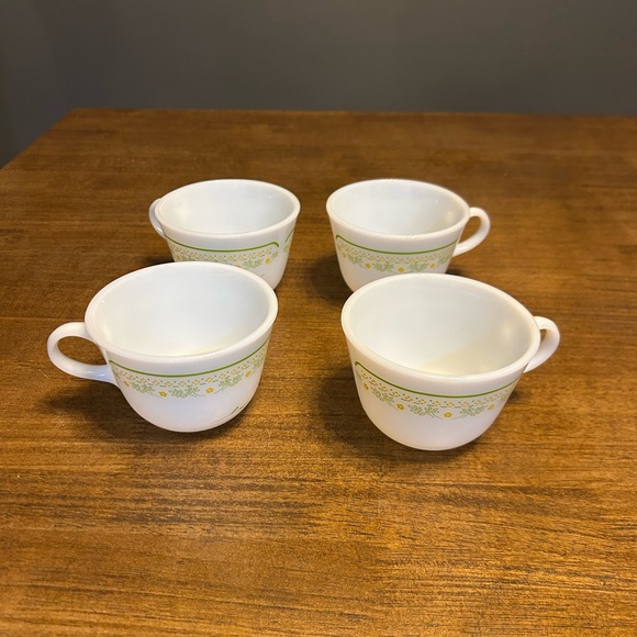 Pyrex Vintage Summer Impressions Sunshine 8oz Floral White and Green Cup Mugs - Picture 2 of 11